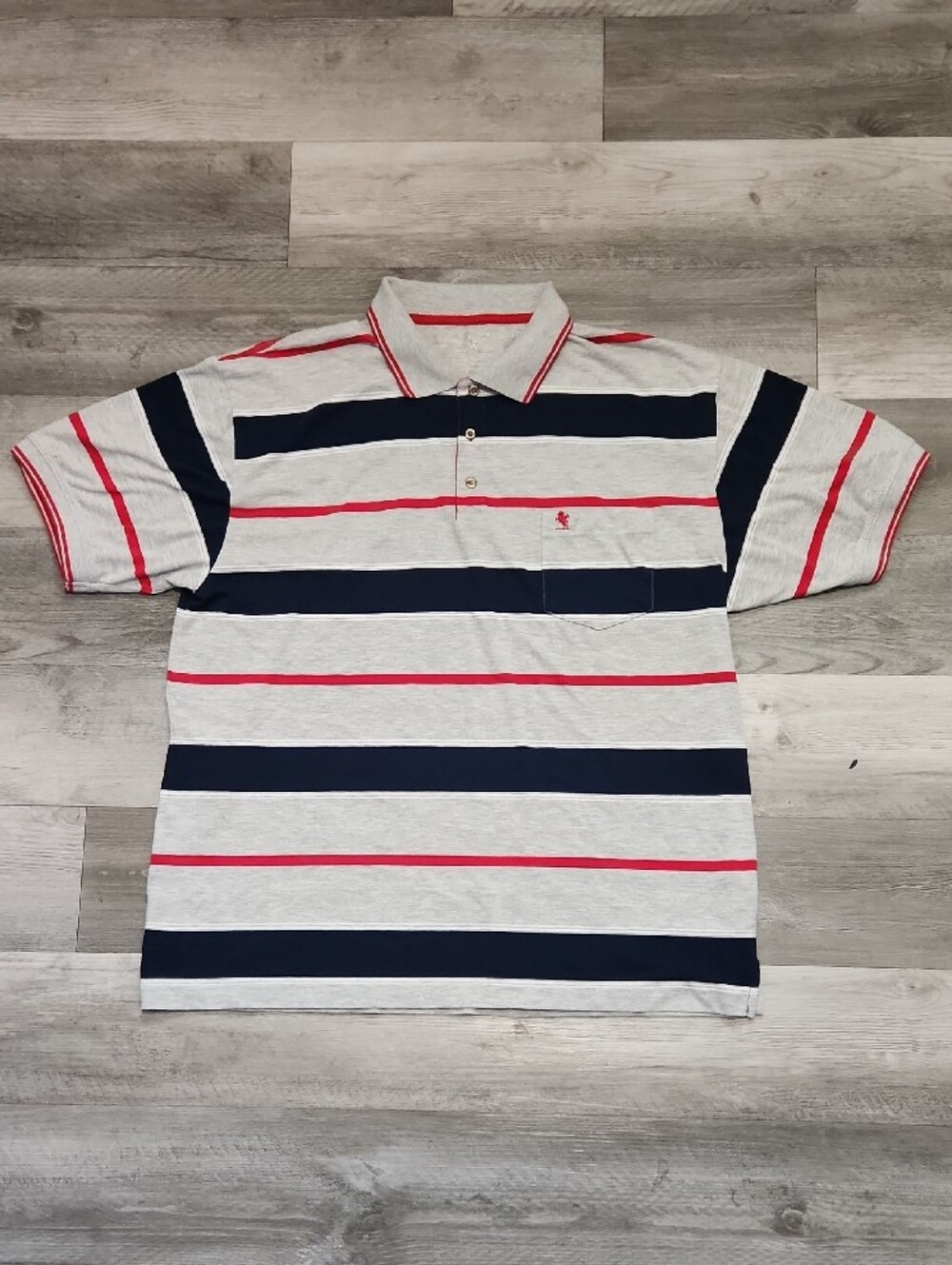 Knights Sportswear Striped Polo Shirt Navy Red Gray Embroidered Logo Mens XXL